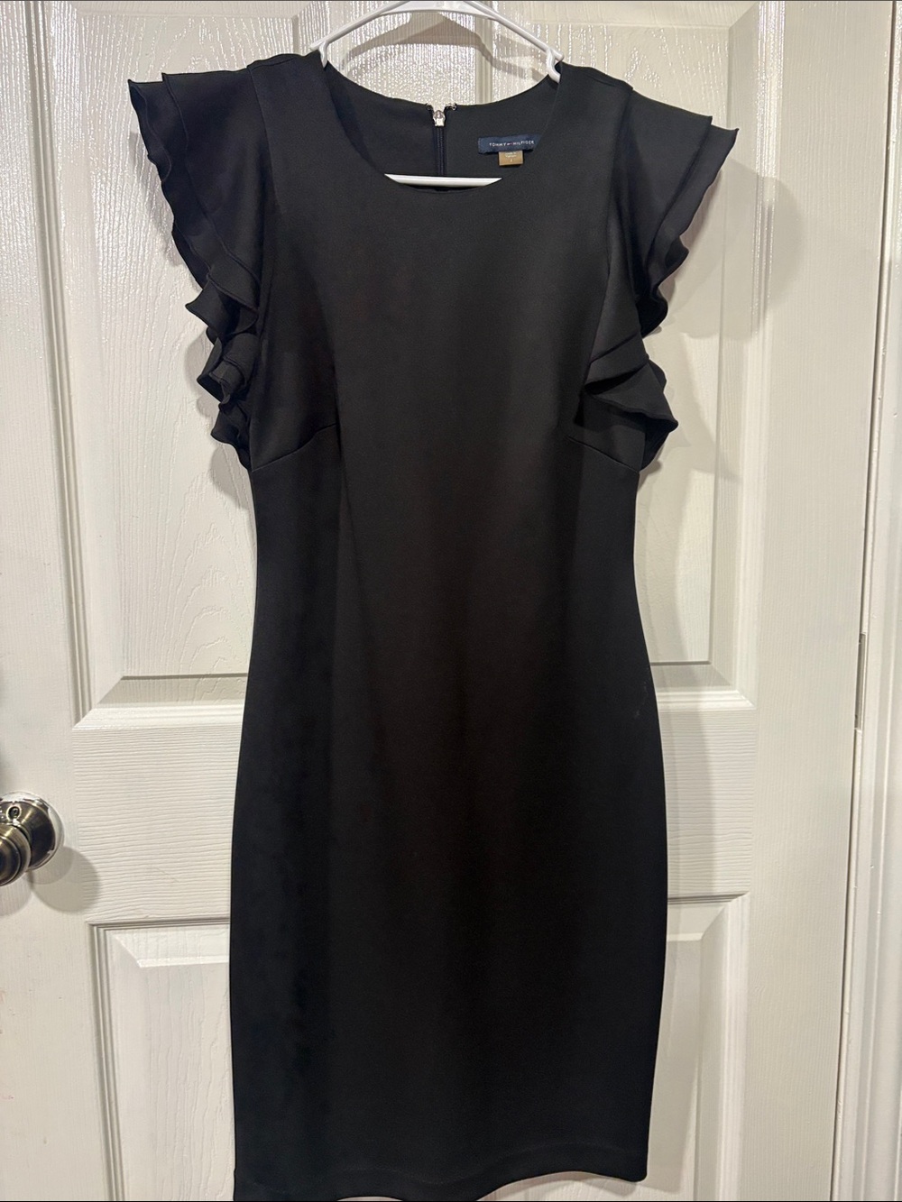 Tommy Hilfiger Black Ruffle-Sleeve Midi Dress